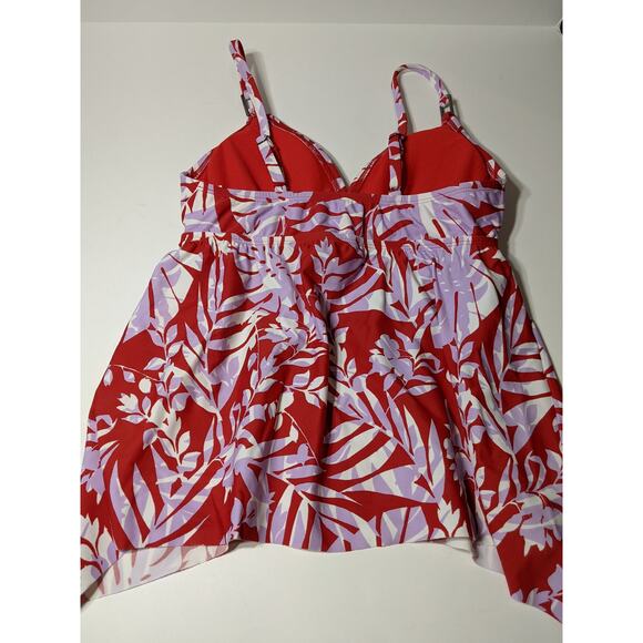 Kona Sol Tankini Swimsuit Bikini Sharkbite Hem Top Layered Leaf S Full Coverage - Picture 6 of 9